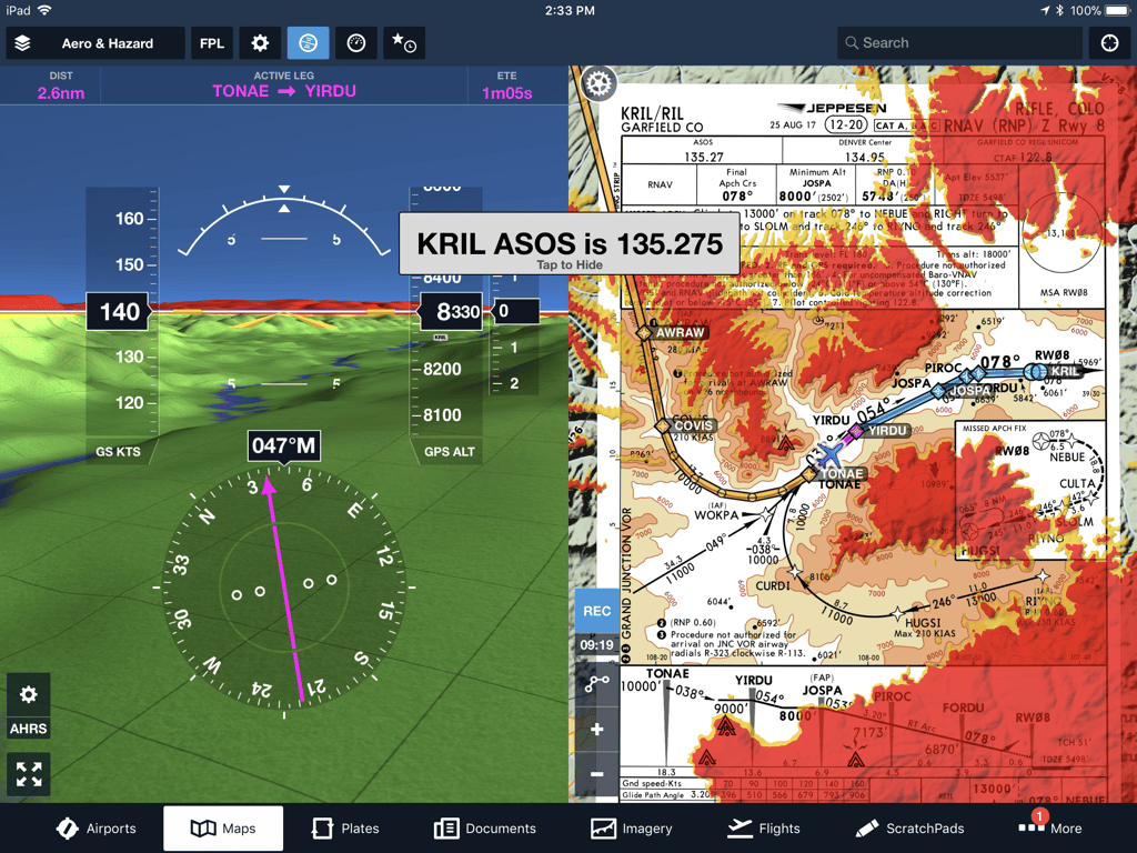 ForeFlight-synthetic-vision-with-Jeppesen-plate-on-map